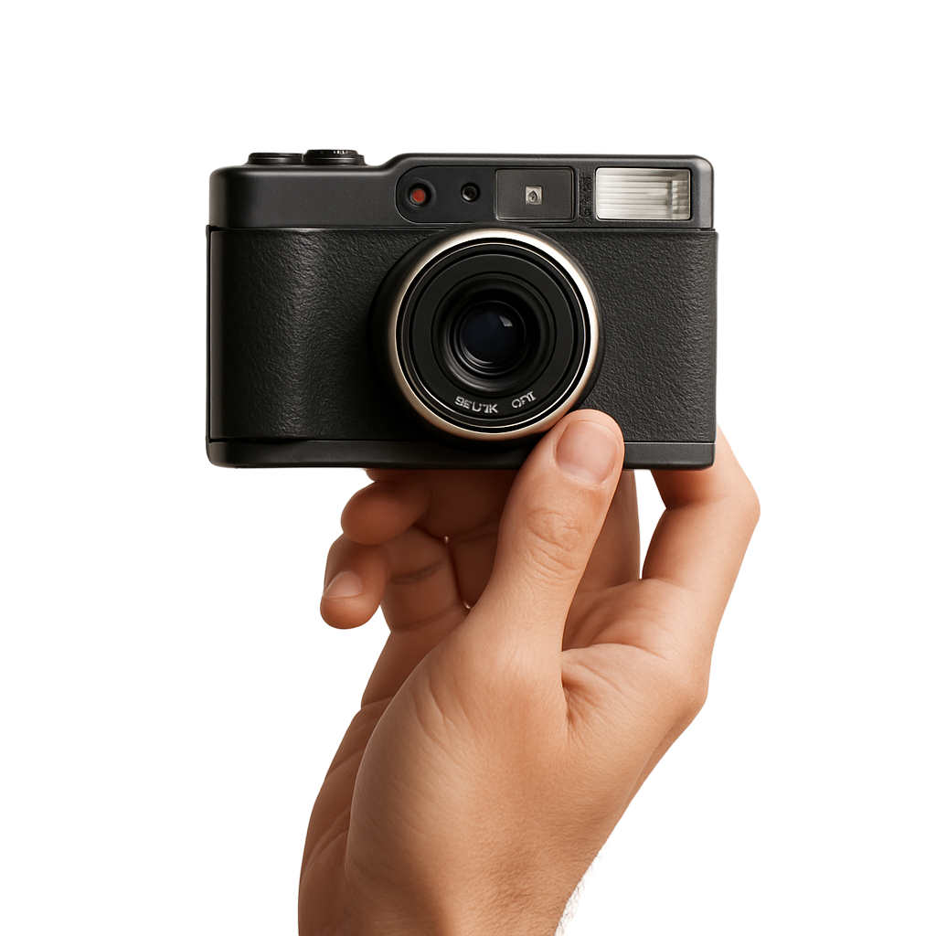 Hand holding a camera